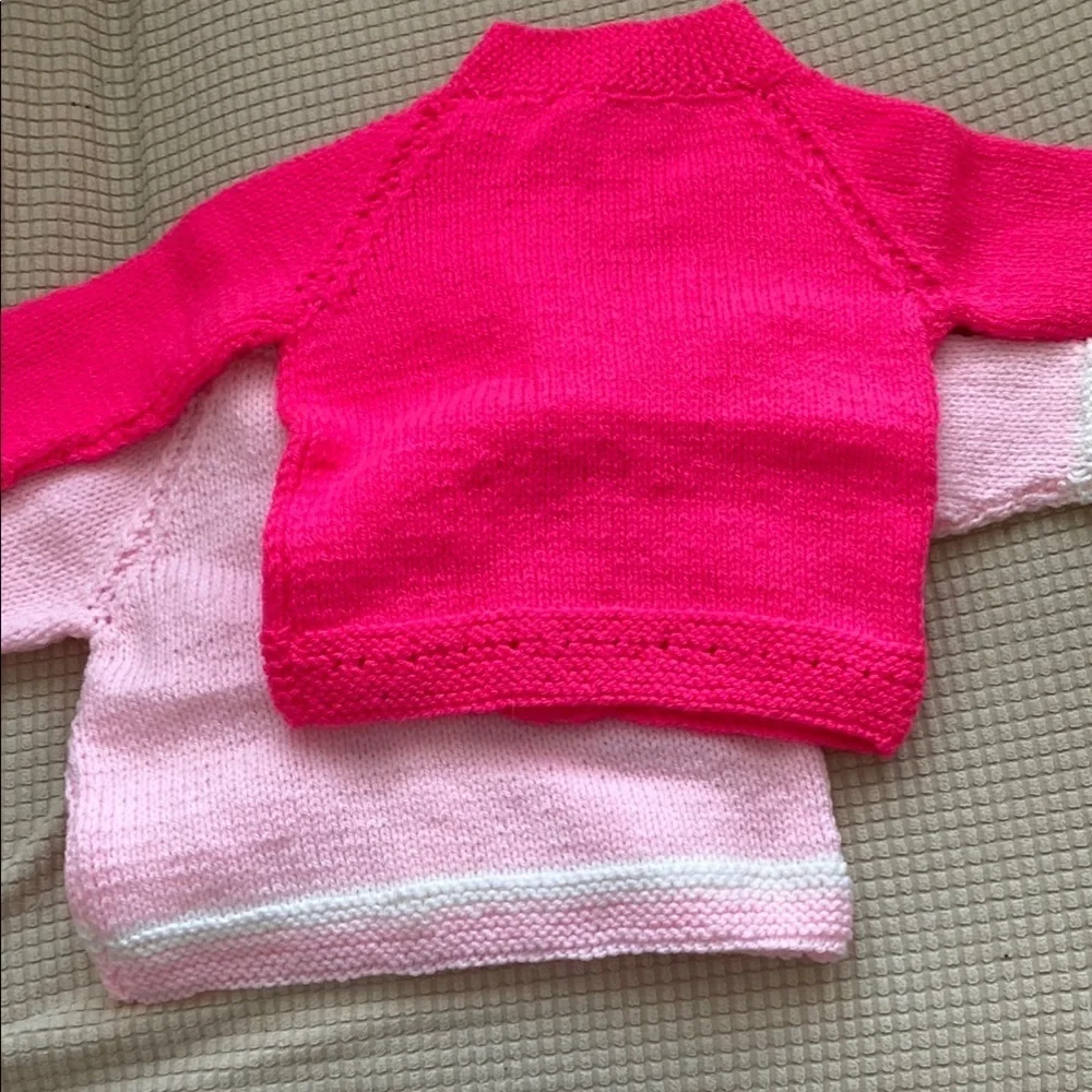 Pink and White Knit Baby Cardigan